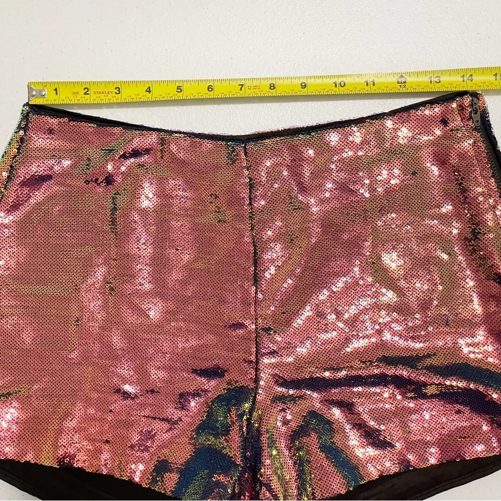 BLANKNYC Cosmic Charge Iridescent Sequin Multi Color Festival Shorts 26